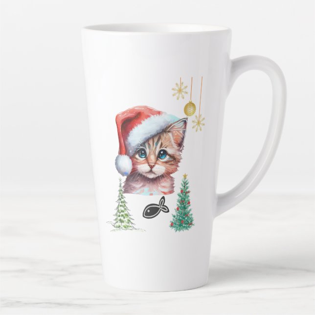 Caneca De Café Latte Meowy Christmas! (Direita)
