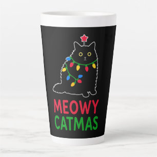 Caneca De Café Latte Meowy Natal Felino