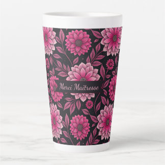 Caneca De Café Latte Merci Maîtresse – Floral Élégant