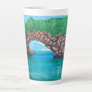 Caneca De Café Latte Mergulho Scuba No Paraíso