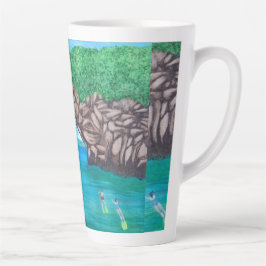 Caneca De Café Latte Mergulho Scuba No Paraíso