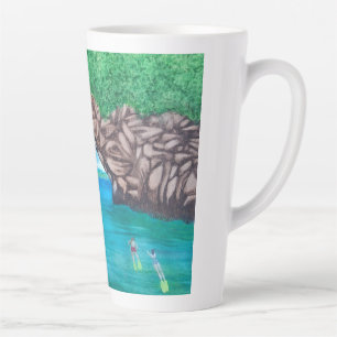 Caneca De Café Latte Mergulho Scuba No Paraíso