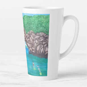 Caneca De Café Latte Mergulho Scuba No Paraíso