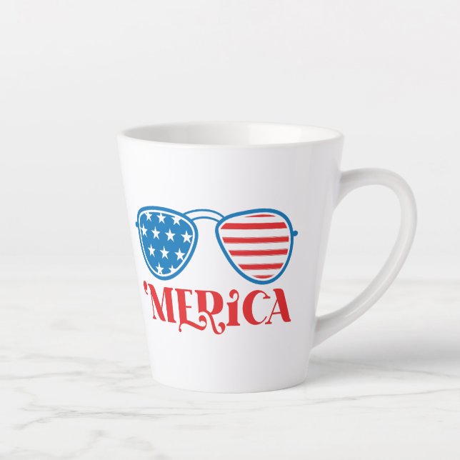 Caneca De Café Latte "Merica - 4 de julho (Direita)