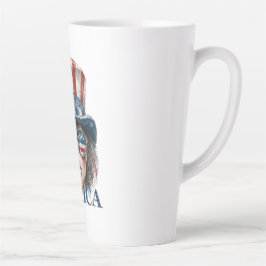 Caneca De Café Latte Merica Girl, 4 de julho Gelam Girl com estrelas