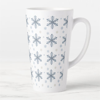 Caneca De Café Latte Merry Christmas Elegant Snowflake Holiday Winter