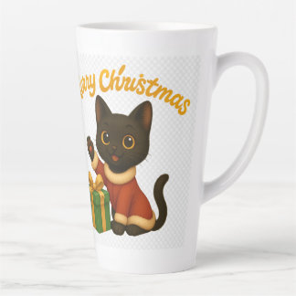 Caneca De Café Latte Merry Christmas with Emi the Black Cat