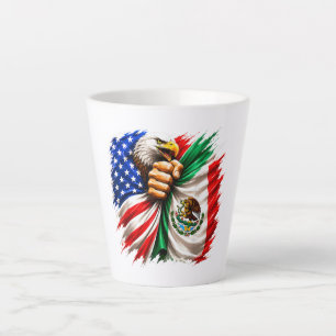 Caneca De Café Latte Mês da Herança Hispânica Bandeira EUA México