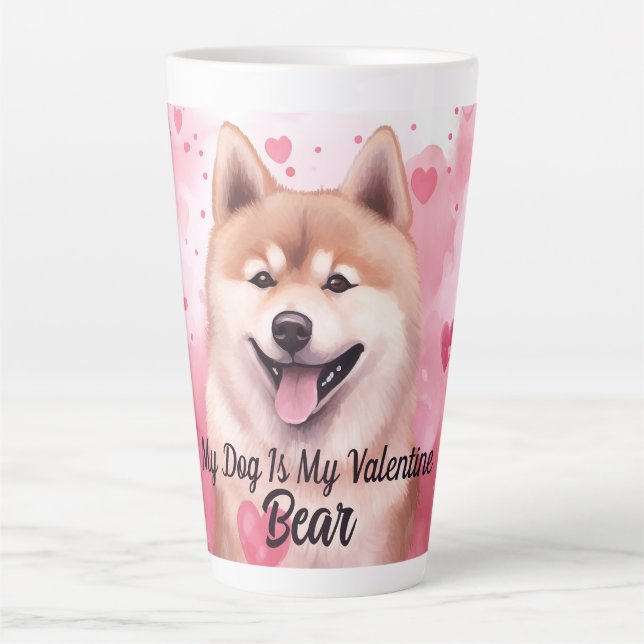 Caneca De Café Latte Meu Cachorro Akita É Meu Nome Personalizado Do Nam (Frente)