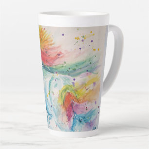 Caneca De Café Latte Meu Cavalo Rainbow Unicorn Watercolor Latte Mug
