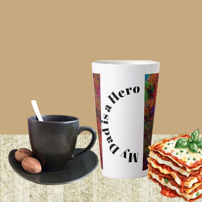 Caneca De Café Latte Meu Pai É O Abstrato De Arte Herói (My Dad Is Hero Father's Day Abstract Art Floral Latte Mug)