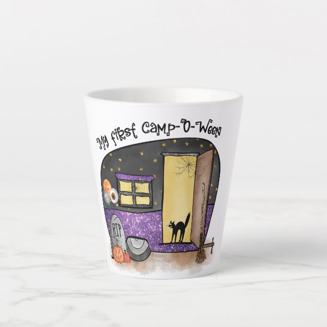 Caneca De Café Latte Meu Primeiro Campo-O-Ween | Campo de Halloween (Frente)