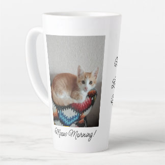Caneca De Café Latte Miau Manhã , foto, texto, texto posterior, substit