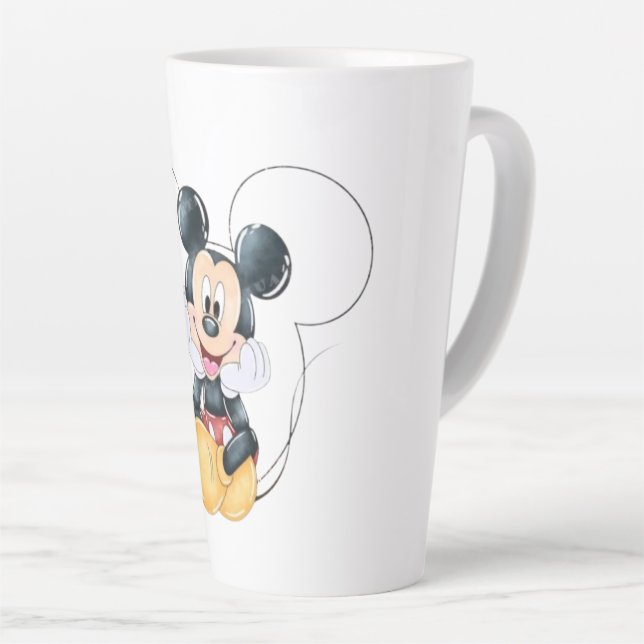 Caneca De Café Latte Mickey Mouse Polka Dot  red Baby Shower (Ângulo direito)