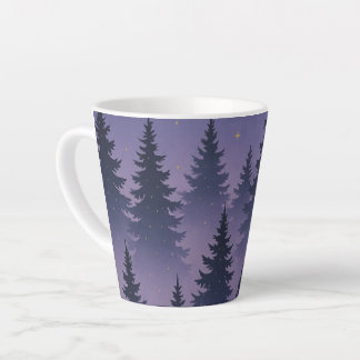 Caneca De Café Latte Midnight Forest Under the Stars – Pine Tree