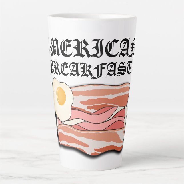 Caneca De Café Latte Mikitiez american café da manhã bacon ovo july pic (Frente)