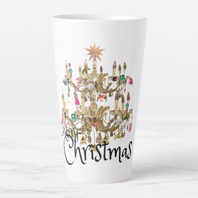 Caneca De Café Latte Mikitiez classicwhitechristmas light jollyholly (Frente)