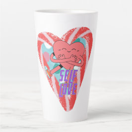 Caneca De Café Latte Mikitiez pink coração selflove june gemini