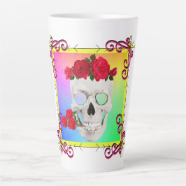 Caneca De Café Latte Mikitiez rosa baroqueart rocha arco-íris