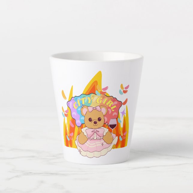 Caneca De Café Latte Mikitiez Summer Teddy Ursinho Gelely (Frente)