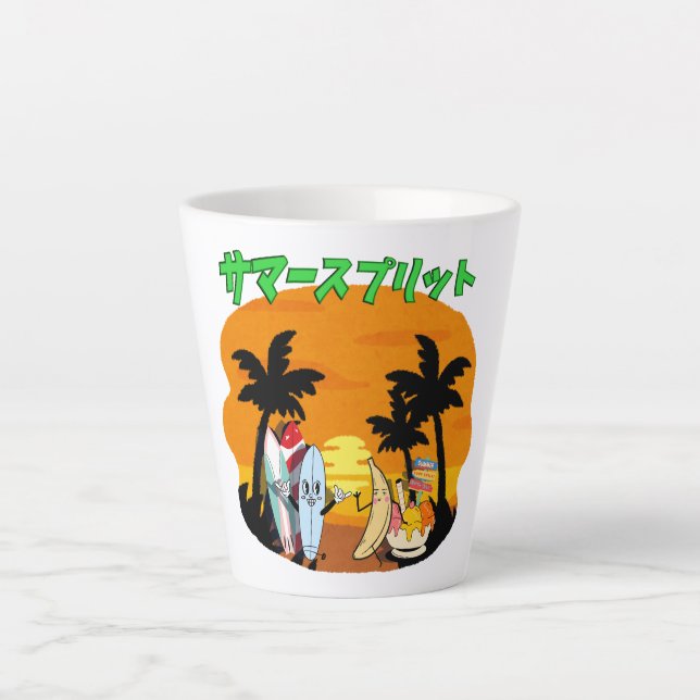Caneca De Café Latte Mikitiez Summer windsurf bananasplit icecream (Frente)