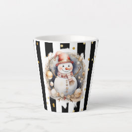 Caneca De Café Latte Milchtasse Klein Snowman and Stripes Var02