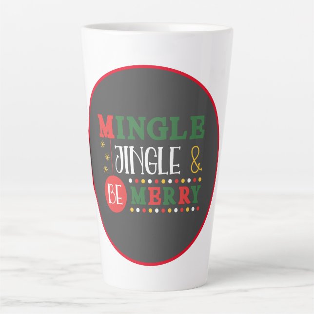 Caneca De Café Latte Mingle & Jingle de Férias Moderno (Frente)