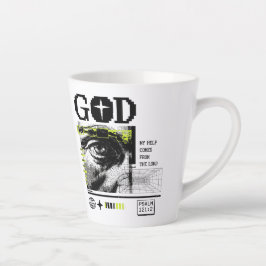 Caneca De Café Latte Minha ajuda vem do Senhor Salmo 121:2 retrowave