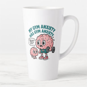 Caneca De Café Latte Minha Ansiedade de Academia Tem Ansiedade de Acade