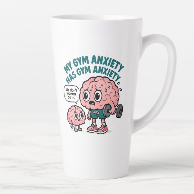 Caneca De Café Latte Minha Ansiedade de Academia Tem Ansiedade de Acade (Direita)