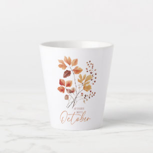 Caneca De Café Latte Minha Cor Favorita É Outubro - O Outono Deixa E Pi