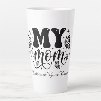Caneca De Café Latte Minha Mãe Estética Borboleta Dia das Mães