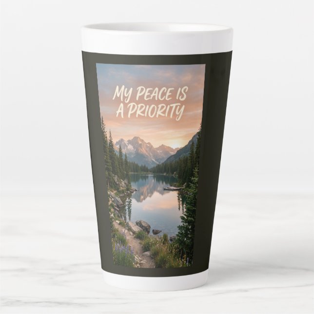 Caneca De Café Latte Minha Paz É Minha Prioridade (Frente)