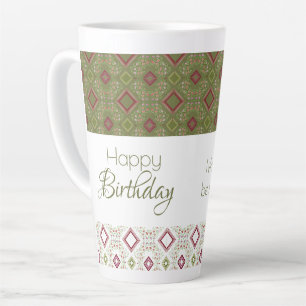 Caneca De Café Latte Mini Floral Feliz Aniversário Latte Mug