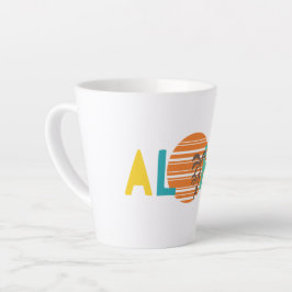 Caneca De Café Latte Mínima "Aloha" Sunset e Palm Tree White Mug