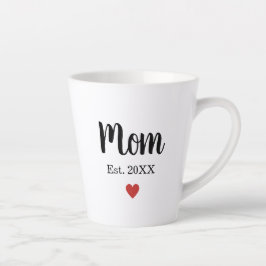 Caneca De Café Latte Mínima Mãe Bonita. Ano Pequeno Coração