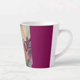 Caneca De Café Latte Minimal Botanical Leaf Pattern