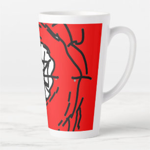 Caneca De Café Latte Minimalist Abstract Circular Expressionism in Red