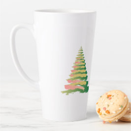 Caneca De Café Latte Minimalist Brushstroke Christmas Tree