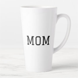 Caneca De Café Latte Minimalist "MOM" Black Typography Plain White