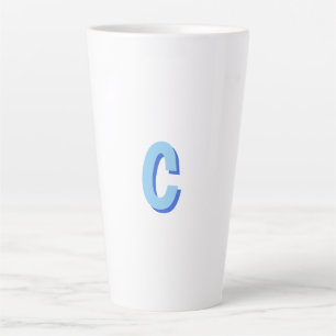 Caneca De Café Latte Minimalista Elegante Profissional Monogramada Azul