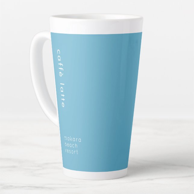 Caneca De Café Latte Mínimo Oceano Azul Tipografia Alta (Ângulo esquerdo)