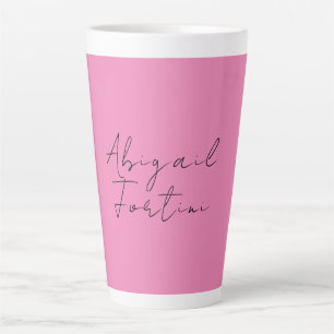 Caneca De Café Latte Mínimo profissional, rosa moderno, seu nome