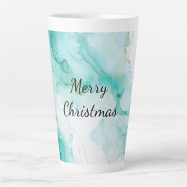 Caneca De Café Latte Mint Aqua Pearl Dourado Marble