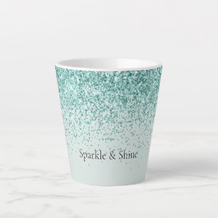 Caneca De Café Latte Mint Glitter Sparkle