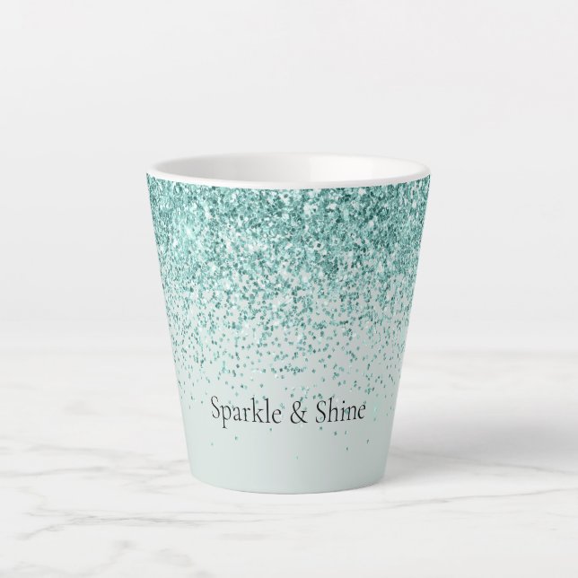 Caneca De Café Latte Mint Glitter Sparkle (Frente)