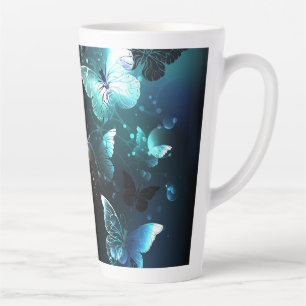 Caneca De Café Latte Mint Night Butterflies