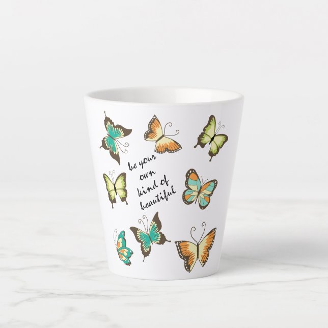 Caneca De Café Latte Mint Seja Sua Bela Borboleta (Frente)