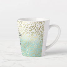 Mint Watercolor Ombre Glam Dourado Leopardo