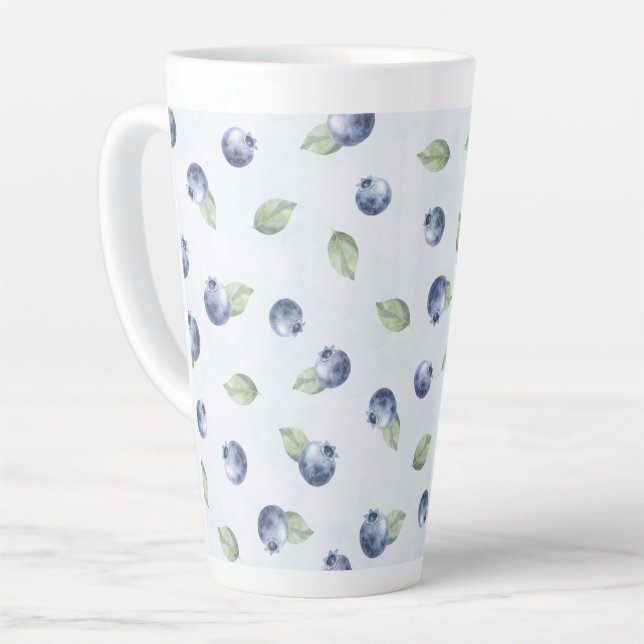 Caneca De Café Latte Mirtilos Azuis Fruta   (Ângulo esquerdo)